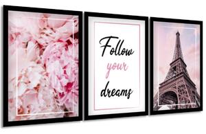 Gario Sada plakátů Pink Paris Barva rámu: Bez rámu, Velikost: 99 x 45 cm