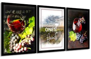 Sada plakátů Dobré víno - 3 dílná Barva rámu: Bez rámu, Velikost: 99 x 45 cm