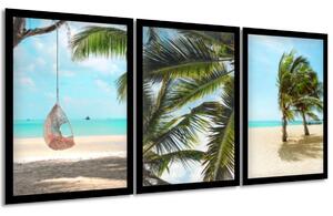Gario 3 dílný obraz v rámu Morská pláž Barva rámu: Bez rámu, Velikost: 99 x 45 cm