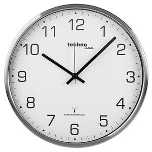 MPM Rádiem řízené kovové nástěnné hodiny Techno Line WT8900 – leskle stříbrné E20.4734.70.005640