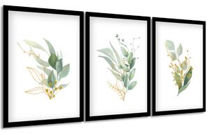 Gario Sada plakátů Gold and green Barva rámu: Bez rámu, Velikost: 99 x 45 cm