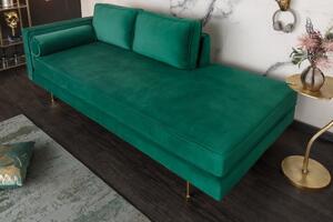 Designová lenoška Evie 196 cm smaragdově zelený samet