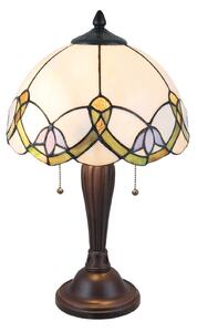 Stolní lampa 5918 s bílým-pestrým designem Tiffany
