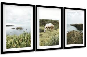 Sada plakátů Pobřežní panorama - 3 dílná Barva rámu: Bez rámu, Velikost: 99 x 45 cm