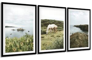 Gario 3 dílný obraz v rámu Pobřežní panorama Barva rámu: Bez rámu, Velikost: 135 x 63 cm