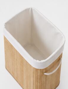 Koš na prádlo, objedm 40 l, bambus/látka, 49x39x20 cm, přírodní/krémová, Dekorino KP20260031