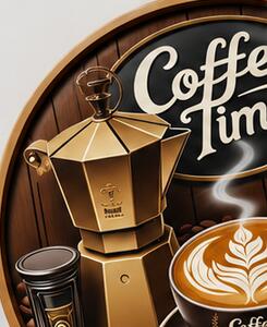Nástěnné hodiny, 2D, malé, dřevo, 20x20 cm, coffee styl, Dekorino HN20260003
