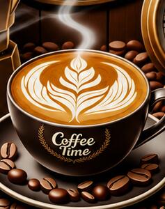 Nástěnné hodiny, 2D, malé, dřevo, 20x20 cm, coffee styl, Dekorino HN20260003