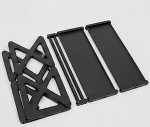 Botník, 4 patra, tvrzený plast/netkaná textilie, 50x40x19 cm, černá, Dekorino BB20260005