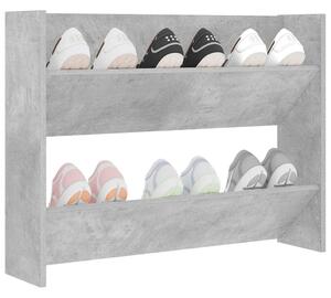 Botník, závěsný, 2 patra, kompozitní dřevo, 60x80x18 cm, beton šedá, Dekorino BB20260032