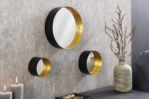 Designová sada 3 nástěnných zrcadel Laquita černo-zlatá