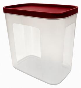 Dóza na potraviny, s víkem, plast, 10x15x13,5 cm, průhledná/červená, Dekorino DP20260010