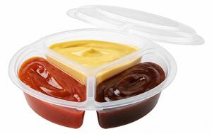 Dóza na potraviny, 3 přihrádky, sada 2 ks, s víkem, plast, 3x12,5x12,5 cm, průhledná, Dekorino DP20260014
