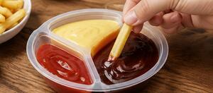 Dóza na potraviny, 3 přihrádky, sada 2 ks, s víkem, plast, 3x12,5x12,5 cm, průhledná, Dekorino DP20260014
