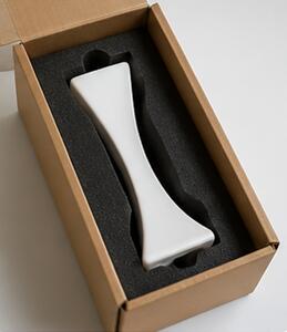 Váza, hranatá, plast, 16x4x4 cm, bílá, Dekorino VD0260004
