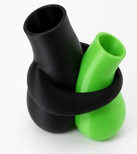 Váza, sada 2 ks, styl klasický, plast, 12/15x5/6 cm, černá/zelená, Dekorino VD0260016