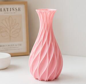 Váza, styl moderní, plast, 14x7,6x7,6 cm, růžová, Dekorino VD0260011