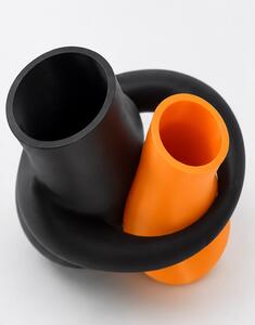 Váza, sada 2 ks, styl klasický, plast, 12/15x5/6 cm, černá/oranžová, Dekorino VD0260015