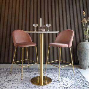 Designový kulatý barový stůl Kane 70 cm imitace mramoru / mosaz