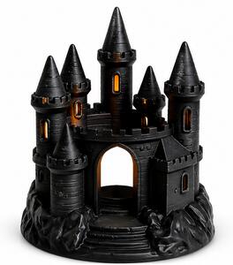 Svícen, gotický styl, plast, 11x7x7 cm, černá, Dekorino SD20260008