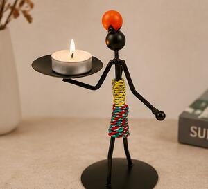 Svícen, aromaterapeutický styl, sada 2 ks, kov, 13/14x6x6 cm, vícebarevné, Dekorino SD20260011
