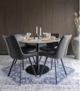 Kulatý jídelní stůl Kane 110 cm imitace mramoru / černý