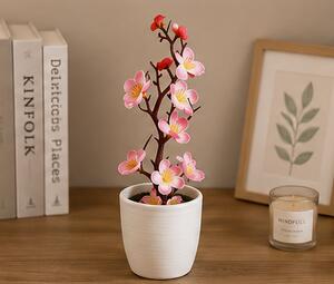 Umělá květina, bonsai švestkového květu, plast, výška 28 cm, růžová, Dekorino UK20260002