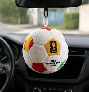 Polštář, dekorativní, tvar míče, motiv WORLD CUP 2026, 12x12 cm, plyš, tématika MS 2026, Dekorino PD20260001