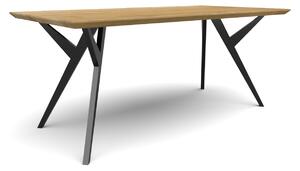 Jídelní stůl Ledňáček Velikost stolu (D x Š): 140 x 80 (cm), Typ a sukovitost dřeva: Dub sukovitý/rustikální (0 Kč), Barva kovových nohou: Bílá mat - RAL 9010 (0 Kč)