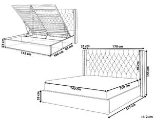 Sametová postel s úložným prostorem 140 x 200 cm béžová LUBBON