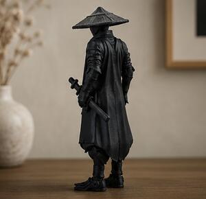 Soška, dekorativní, ronin, orient, 10x4 cm, pryskyřice, černá, Dekorino SF20260014