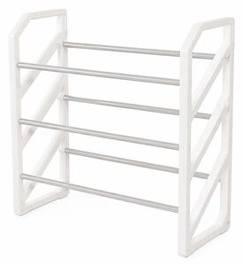 Botník, 3 patra, kov/plast, 54x46x19 cm, chrom/bílá, Dekorino BB20260049