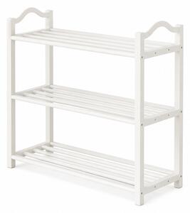 Botník, 3 patra, kov/plast, 75x78x19 cm, bílá, Dekorino BB20260052