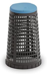 Plastový odpadkový koš na 120 l pytle, černý, modré víko
