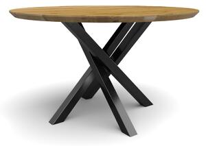 Jídelní stůl Jestřáb Typ a sukovitost dřeva: Dub s méně suky (0 Kč), Barva kovových nohou: Černá mat - RAL 9005 (0 Kč), Průměr stolu (cm): 100 (cm)
