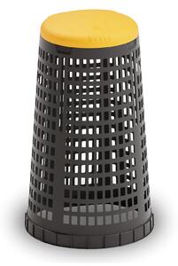 Plastový odpadkový koš na 120 l pytle, černý, žluté víko