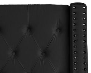 Sametová postel s úložným prostorem 180 x 200 cm černá LUBBON
