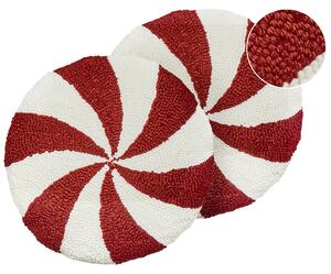 Sada 2 dekorativních polštářů SWIRL CANDY Buklé 40 x 40 cm Červená
