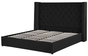 Sametová postel s úložným prostorem 180 x 200 cm černá LUBBON