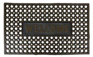 Černá gumová rohožka se zlatými tečkami a nápisem Welcome – 75x45 cm