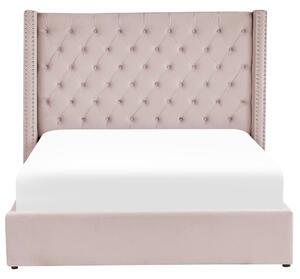 Sametová postel s úložným prostorem 180 x 200 cm růžová LUBBON