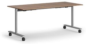 Mobilní stůl MATCH, 180x80 cm, šedá podnož, ořech
