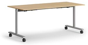 Mobilní stůl MATCH, 180x80 cm, šedá podnož, buk