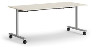 Mobilní stůl MATCH, 180x80 cm, šedá podnož, bříza