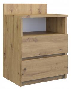 Noční stolek TopEshop dub artisan, 2 zásuvky, matný