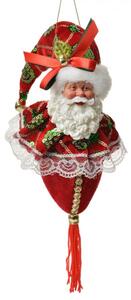 Červeno-zelená závěsná dekorace Santa Claus se střapcem – 35 cm
