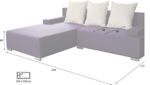 Rohová sedací souprava KAROLÍNA, fialová + krémové polštáře