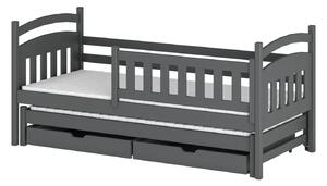 Dětská postel pro 2 se šuplíky GABINA - 80x160, grafit