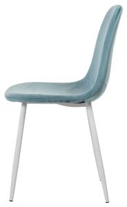 AUTRONIC Jídelní židle, potah modrá sametová látka, kovové nohy, bílý matný lak