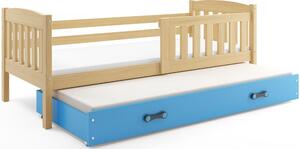 Dětská postel s přistýlkou bez matrací 80x190 BRIGID - borovice / modrá